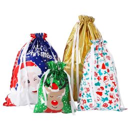30PCS Christmas Drawstring Gift Bags Assorted Colorful Party Favors Wraps Gift Wrapping Bags Goodie Bags For Birthday Xmas 201127