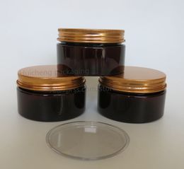 20 x 100 Gramme Amber PET Jar with Gold Aluminium Lids, 100cc Plastic Make Up