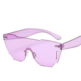 women rimless sunglasses transparent shades sun glasses female cool candy Colour sunglasses uv400 eyewear 241025