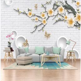 Simple new Chinese style 3d stereoscopic wallpaper 3D stereo flower butterfly wallpapers TV sofa background wall