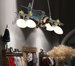 Children's room chandelier Retro wrought iron Aeroplane light American simple personality lamps