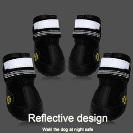 4pcs/set Pet Dog Shoes Reflective Waterproof Dog Boots Warm Snow Rain Pets Booties Anti-slip Socks Footwear For Medium L jllzhj