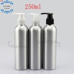 Silver Aluminium Bottle With Lotion Cream Pump,250ML Empty Cosmetics Containers,Refillable Shampoo Pump Metal Makeup Containershigh qualtity