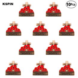 3D Cross Poppy Flower Lapel Pin Flag badge Brooch Pins Badges 10Pcs a Lot