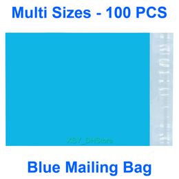 Multi Sizes 100 PCS Blue Poly Mailing Bag Non-Padded Envelope Mailer (Width 110 - 320mm, 4.3" to 12.5") x (Length 180 - 390mm, 7 to 16 Inch)