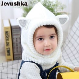 Winter Warm Knit Baby Girls and Boys Hat with Warm Fleece Lining Cute Ears Hats for Kids Beanie Gorro Y201024