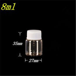 50 pcs 14 mm Screw Mouth Glass Bottles White Plastic Cap Empty Vials Creative DIY 27X35 8 ml Small Jars Containers