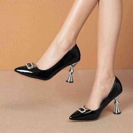 Dress Shoes Spring Sexy Heels Woman Shoes Patent Leather High Heels Boat Shoe Pumps Office Ladies Dress Shoes zapatos mujer 8940N 220309