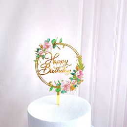 Fashion Cake Decoration Card Insertion Accesories Love Acrylic Flower New Happy Ornaments Wedding Supplies New Arrival 3zw K2