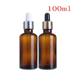 Factory Price 100ml Empty Brown Glass Bottle Amber Glass Oil Droppers Glass Pipette Bottle For Essential Oils Serum