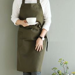Nordic wind polyester cotton waterproof apron Coffee shops and flower shops work cleaning aprons for woman washing daidle bib LJ20239c