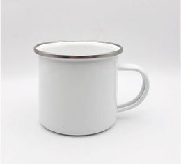 sublimation Enamel Coffee Mug 12oz Camping Mug Metal Coffee Mugs Enamel Steel Mug Durable Travel Enamel Beverage Mugs SN3630