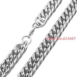 heavy silver curb chains UK - Chains 7-40" 16mm Men's Heavy Jewelry Cool Silver Color Stainless Steel Curb Cuban Chain Necklace Or Bracelet Arrived