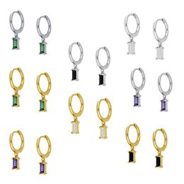 Real 925 Sterling Silver Hoop Earrings for Women Round Earings Minimalist Colourful Zircon Jewellery pendientes gift