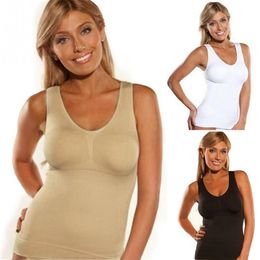 Plus Size Bra Cami Tank Top Women Body Shaper Removable Shaper Underwear Slimming Vest Corset Shapewear 201222