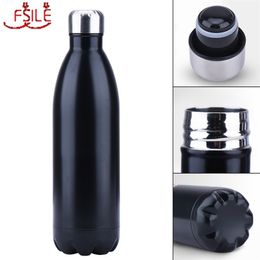 FSILE 350/500/750/1000ml Double-wall BPA free Cola Water Bottle Stainless Steel Beer Tea Coffee Portable Sport Vacuum 201204