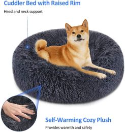 Soft Round Washable Long Plush Dog Cushion House Cat Velvet Mats Sofa for Samll large Dogs Basket Pet Bed LJ201028