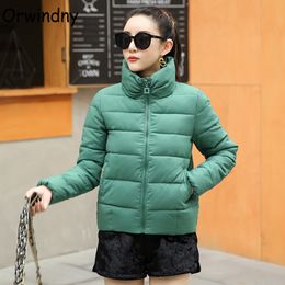 Woman Winter Jacket Plus Size S-5XL Autumn Warm Parka Stand Collar Wadded Coat Female Ladies Solid Padded Clothing Lady Orwindny 201029