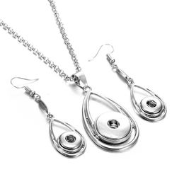 Silver Colour Snap Button Jewellery Set 12mm Earrings 18mm Pendant Snaps Buttons Necklace for Women Noosa