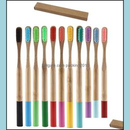 Disposable Toothbrushes Bath Supplies El Home & Garden Bamboo Toothbrush Adt Round Handle Soft-Bristle Fibre Hostel Accessory Tools Drop Del