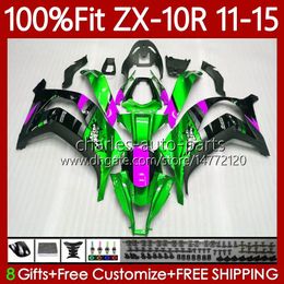 Injection Fairings For KAWASAKI NINJA ZX 10 R 1000 CC ZX1000 C 11-15 101No.37 ZX 10R 1000CC ZX-10R ZX10R 11 12 13 14 15 Rose green ZX-1000 2011 2012 2013 2014 2015 OEM body