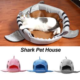 Soft Shark Pet Dog Cat Kennel House Tent Doggy Winter Warm Cushion Basket Animal Bed Cave Pet Supplies LJ201203