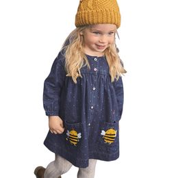 Little Maven Baby Girl Brand Autumn Clothes Animal Applique Toddler Corduroy Peter Fan Collar Fall Dress for Kids 2-7 Years 220106