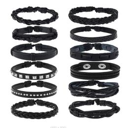 Vintage woven cowhide Bracelet diy12 style 12 piece suit men's leather chain arm ornament Alloy rivet