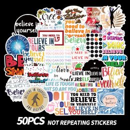 52Pcs Believe Yourself Stickers Confidence Sticker Waterproof No-Duplicate Graffiti Sticker Laptop Skateboard Guitar Car Decal