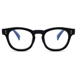 Classical Succinct Style Optical Glasses Full Plastic Literary Frame With Simple Double Rivets And Clear Lenses