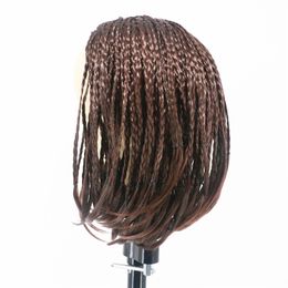 Fashion wigs no lace non - hand hook style twist braid Bobo head rose net wig head cover female Dark Brown