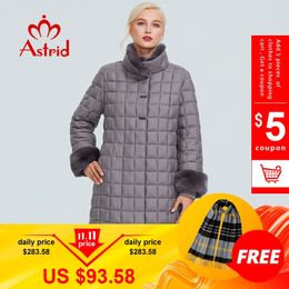 Astrid winter jacket women with fur collar design long thick cotton clothing fashion grid pattern warm women parka FR-2040 201103