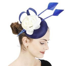 Women Fashion New Fascinator Flower Hair Clip Elegant Ladies Chic Fedora Cap Bride Mesh Millinery Cap Imitation Hat