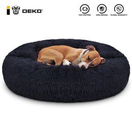 DEKO Super Soft Pet Dog Beds Kennel Round Cushion Fluffy Cat House Warm Comfortable Sleeping Mat Sofa Washable Puppy Supplies 201223