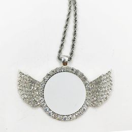 2021 Free Shipping 20pcs/lot Customised Photo Jewellery Sublimation Hip hop Angle Wings Necklace