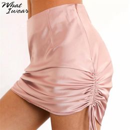Women fashion skirts adjusted high waist mini femme slim solid bottom casual streetwear lady office wear summer new LJ200819