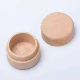 Beech Wood Small Round Storage Box Retro Vintage Ring Box for Wedding Natural Wooden Jewellery Case DH0877