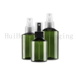 30pcs 200ml green empty cosmetic plastic containers with cover mist spray refillable perfume bottle packaging Spray pump