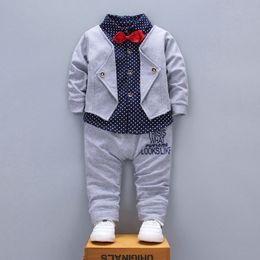 New Spring Autumn Baby Boys Girls Cotton Clothes Infant Gentleman T Shirt Toddler Children Jacket Pants 2Pcs/Sets Kid Tracksuits