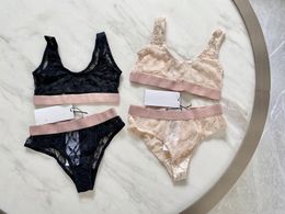 Designer-Brief-Spitzen-Unterwäsche-BH-Sets, modische Damen-Mädchen-Bodys, Designer-Damen-Spitzen-Dessous, durchscheinende 2-teilige Unterwäsche