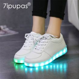 27-44 Slippers LED USB iluminados Krasovki Luminous Growing Kids Liderou Sapato crianças com tênis leve de sola sola 201113