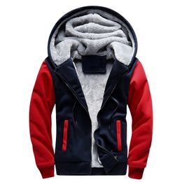 Shionfa Patchwork Fleece Men's Hoodie Winter Thick Sweatshirts Casual Hooded Cardigan Fashion Bomber Fur Jackets Zipper Coat 5xl 201027