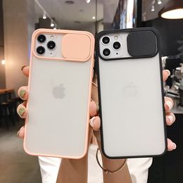 Camera Protection Phone Case For iPhone 12Pro 12 mini 11 Pro Max XR XS Max X 7 8 6S Plus Lens Slide Shockproof Frosted Translucent Cover