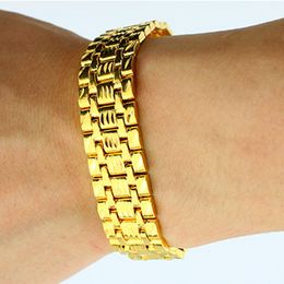 Wrist Chain 18k Yellow Gold Filled Womens Mens Bracelet Statement Jewelry 8.3 inches