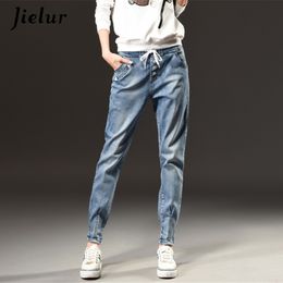 Autumn Winter Fashion High Waist Jeans Woman Large Size S-5XL Leisure Slim Elastic Waist Ladies Vintage Harlan Pants Women Jeans 201105