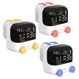 2021 new alarm clock for children, students and adults, multifunctional bedside sound control night light,Snooze rechargeable electronic program