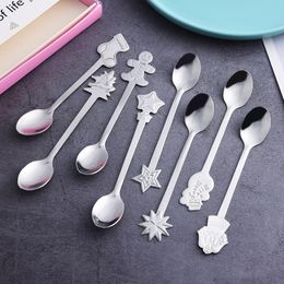 Christmas gift tableware stainless steel Christmas spoon European coffee spoon children tableware dessert spoon T3I51551