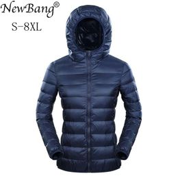 NewBang Brand 7XL 8XL Down Jacket Women Hooded Ultra Light Down Jacket Women Plus Feather Winter Thin Warm Windbreaker Coats 200923