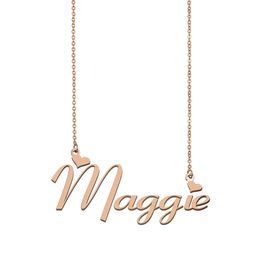 Maggie name necklace pendant Personalized for women girls children best friends Mothers Gifts 18k gold plated Stainless steel jewelry gift