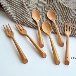 19*3.8cm/19*2.5cm Portable Eco-friendly Wooden Dinnerware Teaspoon Fork Soup Spoon Catering Cutler Kitchen Cooking Tools Utensil RRA12345